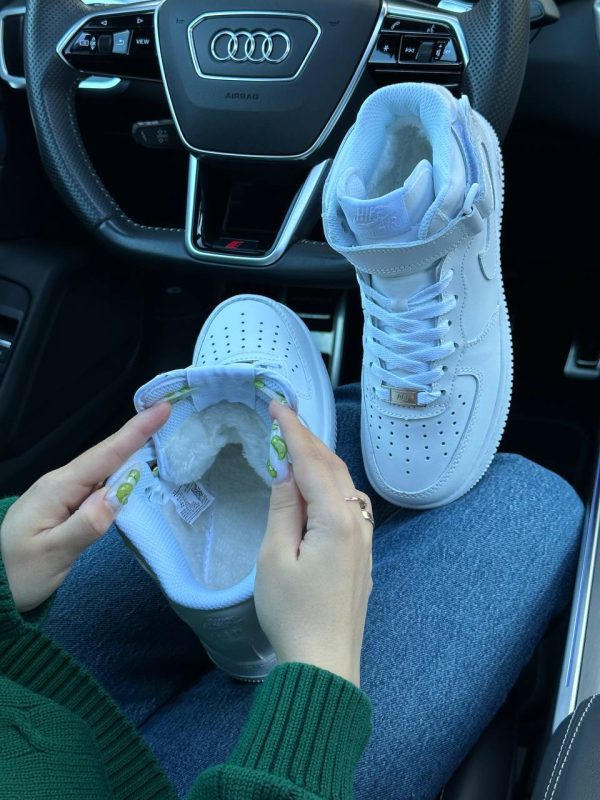 Nike Air Force 1 High All White Fur - Зображення 4