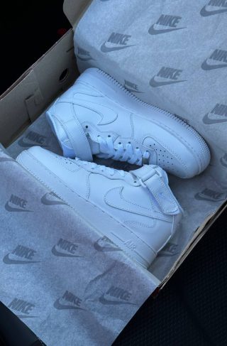 Nike Air Force 1 High All White Fur